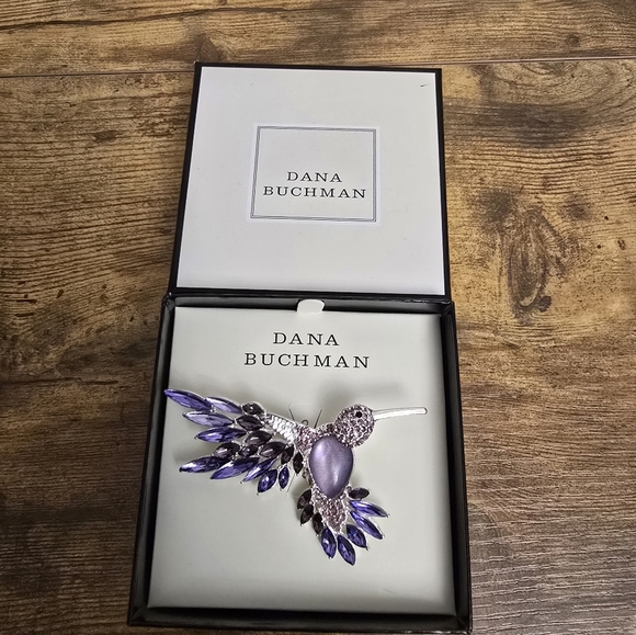New In Box Dana Buchman Purple Hummingbird Brooch - Picture 6 of 6